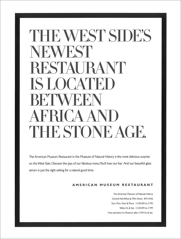 American Musuem Restaurant print ad
