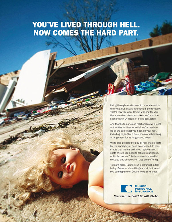 Chubb Insurance print ad catastrophic event 1